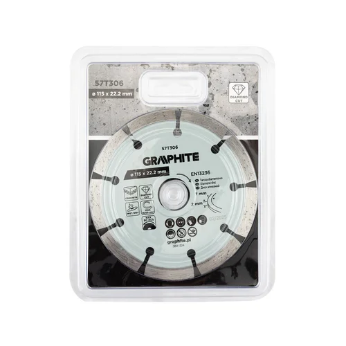 GRAPHITE Deimantinis segmentinis pjovimo diskas 115 x 22,2 mm sausam ir šlapiam pjovimui image 2