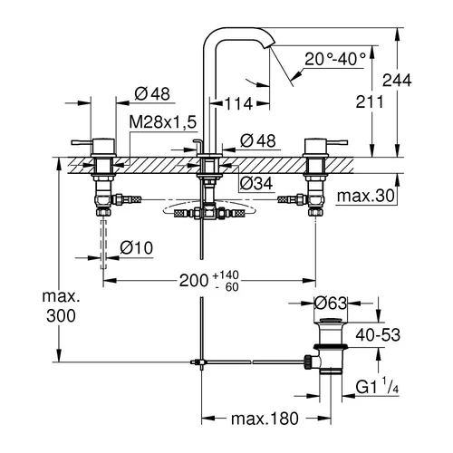 Grohe Essence New 3, 20299001 L dydžio praustuvo maišytuvas image 2