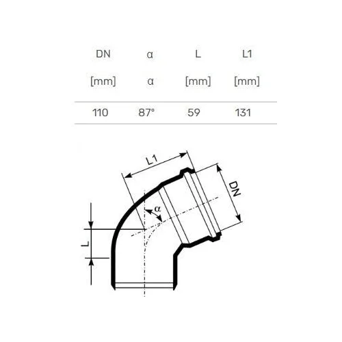 Magnaplast Ultra dB Vidaus kanalizacijos alkūnė, Ø110 mm, 87° image 3