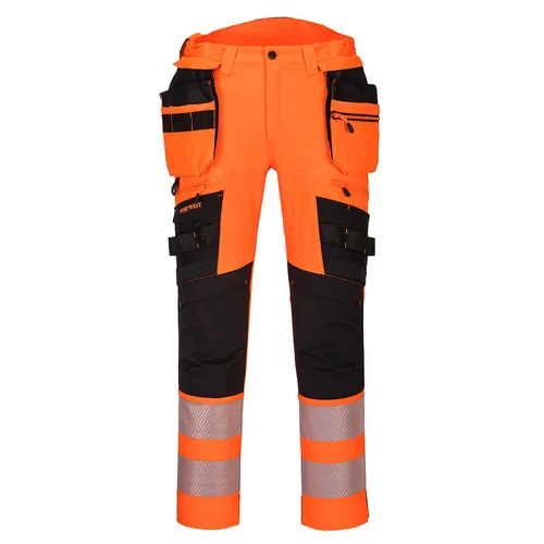 PORTWEST DX442 Gero matomumo kelnes su nuimamomis kišenėmis - 28, Orange/Black image 1