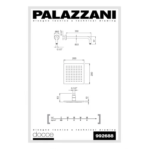 Palazzani QADRA 20x20cm Stacionari dušo galva image 2