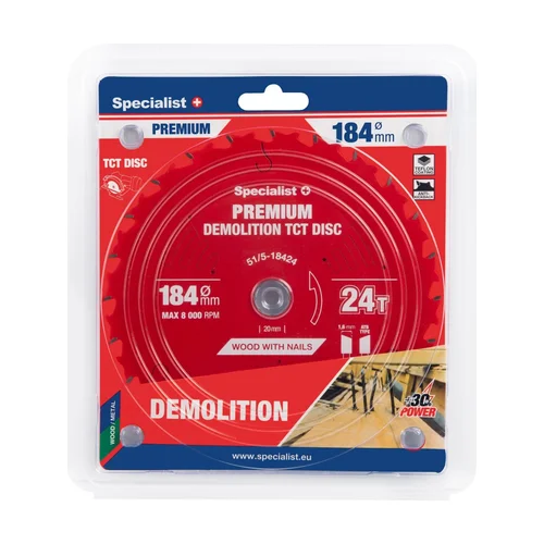 Specialist+ Pjovimo diskas 184x24Tx20/16mm, Demolition PREMIUM, SPECIALIST+ image 1