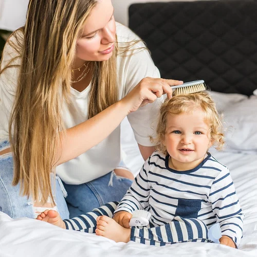 Babyono natūralių šerių plaukų šepetys šukutės mėlynas 567/04 image 2