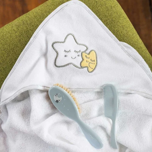 Babyono natūralių šerių plaukų šepetys šukutės mėlynas 567/04 image 3