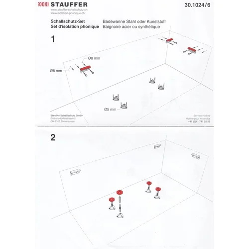 STAUFFER 30.1026 garso izoliacijos kojų komplektas vonioms image 2