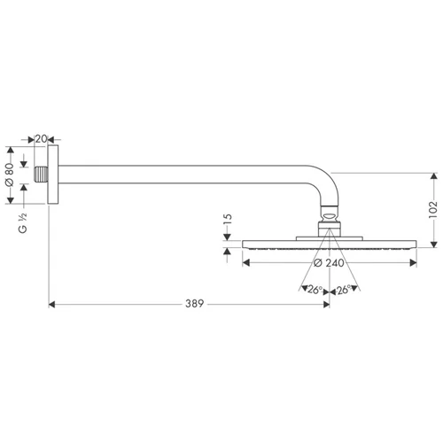 Hansgrohe 27474000 Dušo galva, 240 mm image 2