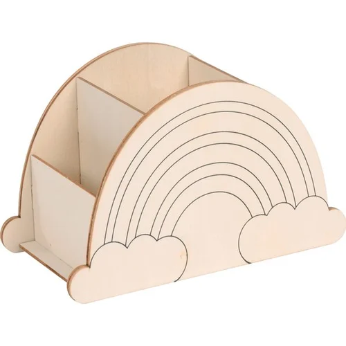Vaivorykštės pieštukų dėžutė, beržo fanera, 16 x 10 x 8,2 cm image 1