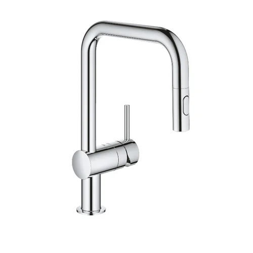 Grohe Minta chromo spalvos virtuvinis maišytuvas su ištraukiamu dušeliu 32322002 image 1