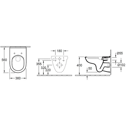 Pakabinamas klozetas Villeroy & Boch O. Novo Rimless su Soft close dangčiu 5660HR01 image 2