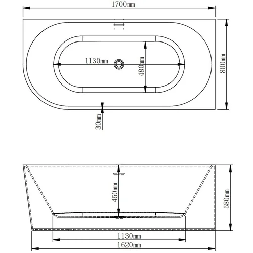 NOVA 208 Akrilinė vonia 170 cm balta/juoda dešinė image 2