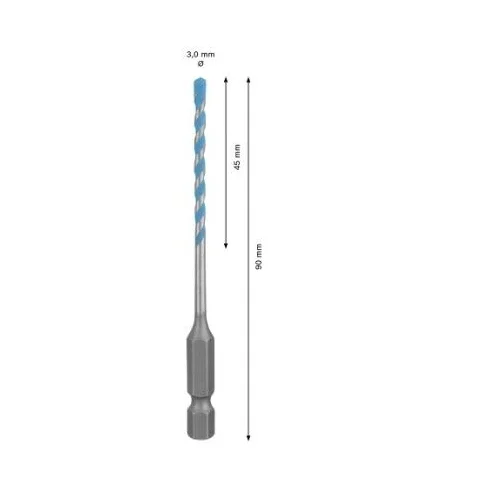 Universalus Bosch HEX-9 Multi Construction grąžtas, 3x45x90 mm, 1/4" HEX image 2
