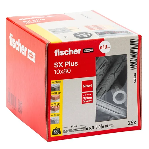 Fischer Univers. prailg. kaištis SX Plus 10x80 mm, 25 vnt. image 2