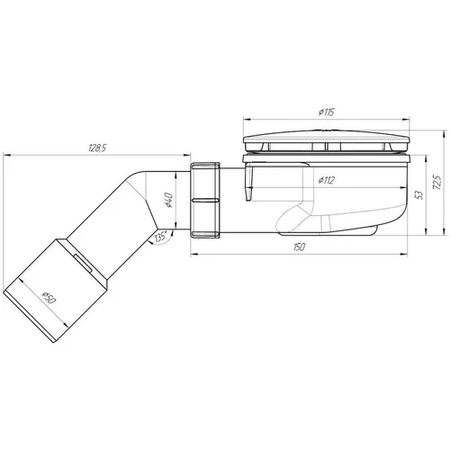 Ani Plast E351CEU Žemas sifonas dušo padėklui 90 mm Chrom image 3