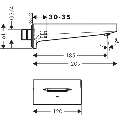 Hansgrohe Metropol 32543670 Juoda matinė sieninis vonios snapas image 2