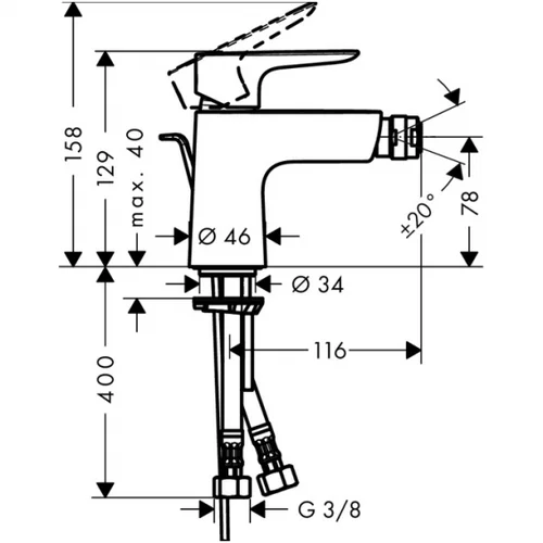 Hansgrohe Talis E bidė maišytuvas 71720000 image 2