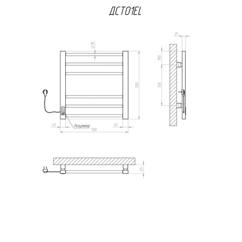 Kosser Step 500x500/6 EL Elektrinis rankšluosčių džiovintuvas, baltas image 2