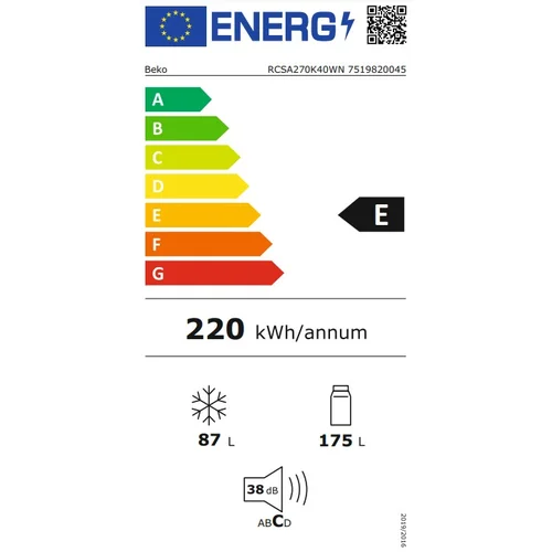 BEKO RCSA270K40WN šaldytuvas su apatiniu šaldikliu image 3