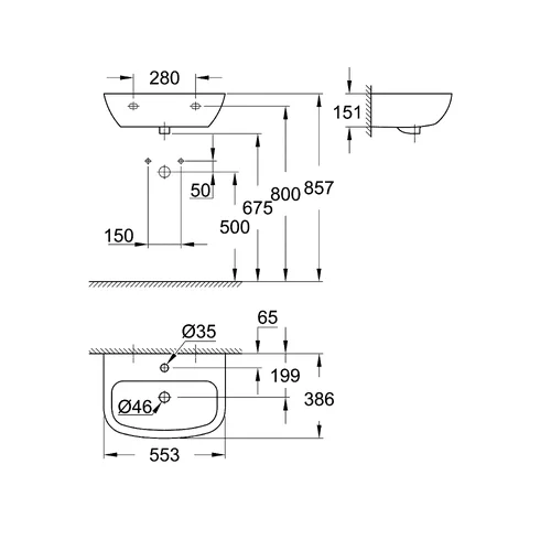 Grohe Bau Ceramic 39440000 Praustuvas 553 x 386 mm image 2