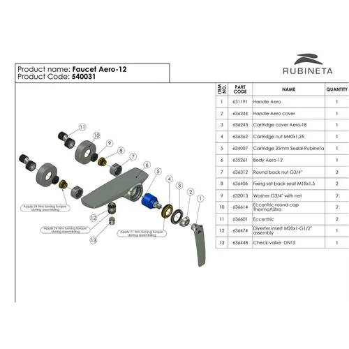 Rubineta AERO-12 Dušo maišytuvas 540031 image 3