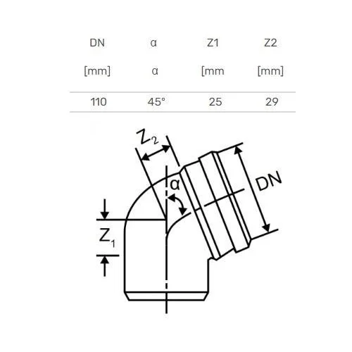 Magnaplast Skolan alkūnė vidaus kanalizacijai, 110 mm, 45° image 2