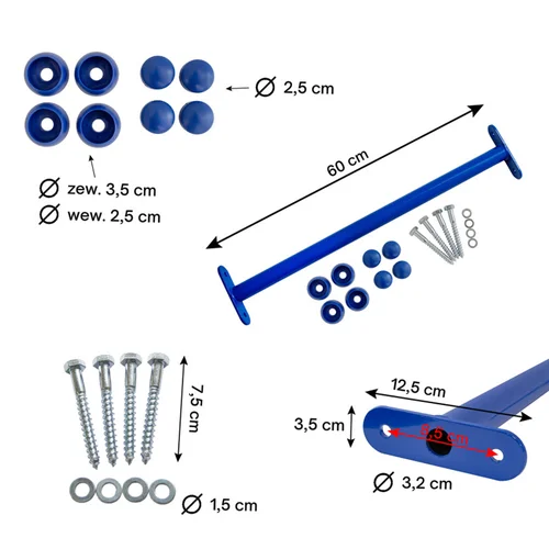 Metalinis skersinis 60 cm, mėlynas image 2