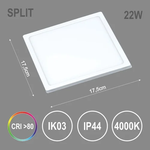 Tope Split įmontuojamas šviestuvas, 22W, 4000°K, LED, baltas image 2