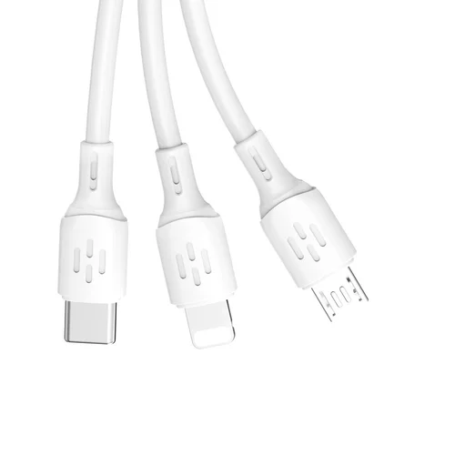 Dudao L8A-3in1 USB kabelis USB-A į USB-C/MicroUSB/Lightning, 1,2 m, Baltas image 2
