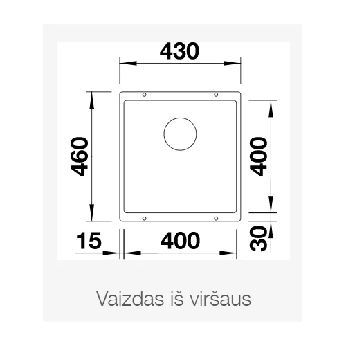 Blanco Subline 400-U plautuvė, juoda image 3