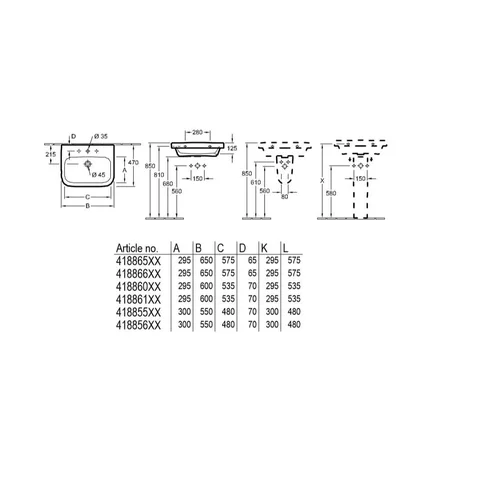 Villeroy & Boch Architectura pakabinamas praustuvas 650x470, Balta, su persipylimu image 3