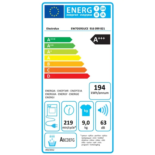 ELECTROLUX EW7D595UCE džiovyklė, 9 kg image 3