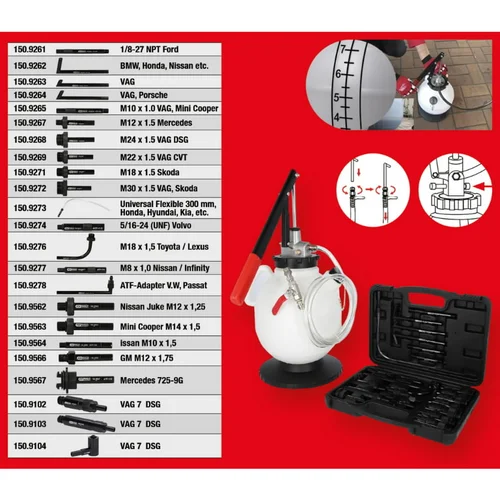 KS Tools Transmisinės alyvos pildymo įrenginys su 23 adapteriais image 3