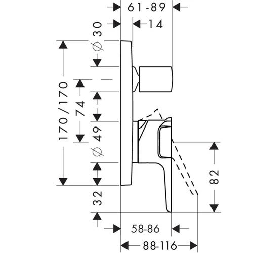 Hansgrohe AXOR Citterio E 36455000 potinkinis vonios maišytuvas image 2