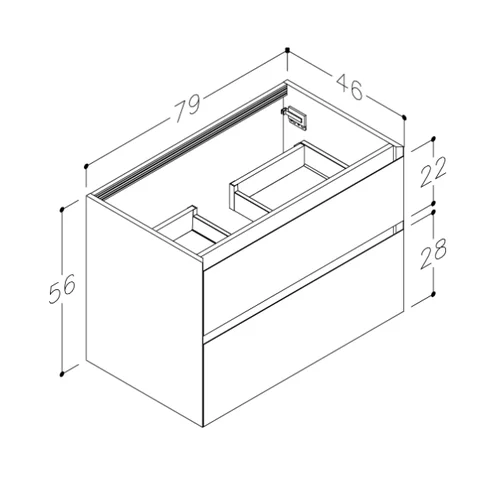 Kame LOFT Spintelė po praustuvu BU/8-3DR/D06-LFT, 80 cm Kašmyras image 2