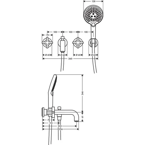Hansgrohe AXOR Citterio 39447000 potinkinis vonios maišytuvas image 2
