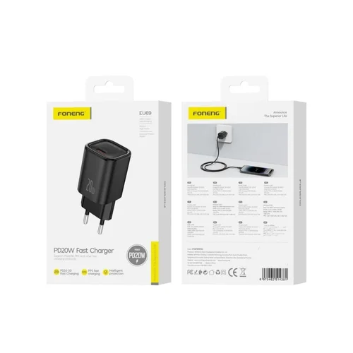 Įkroviklis Foneng EU69 20W USB-C juodas image 2