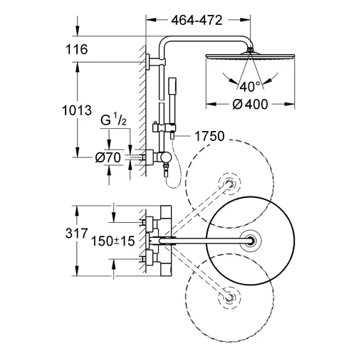 Grohe Rainshower System 400, 27174001 dušo sistema image 2
