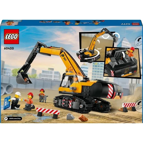 LEGO City Geltonas statybų ekskavatorius 60420 image 2