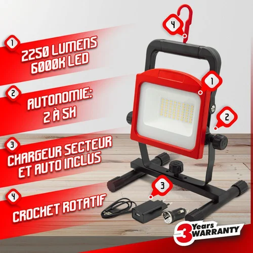 Įkraunamas LED prožektorius, 30 W image 2