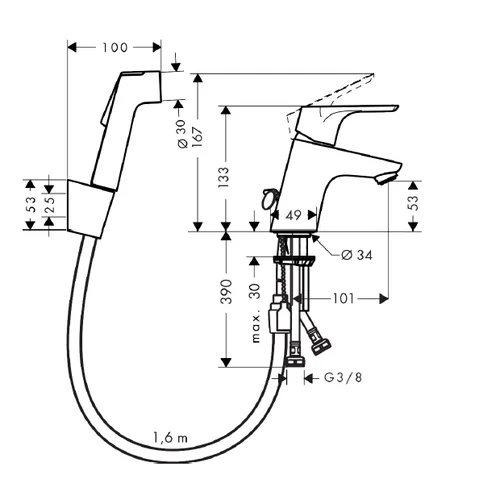 Hansgrohe Focus E2 praustuvo maišytuvas su bidė dušeliu image 2