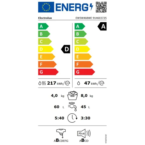 Electrolux EW5W468WE Skalbyklė su džiovinimo funkcija image 2