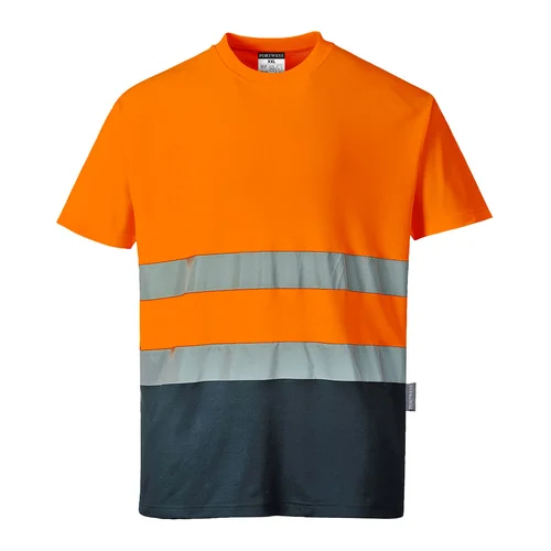PORTWEST S173 dvispalviai medvilniniai marškinėliai trumpomis rankovėmis - S, Orange/Navy image 1