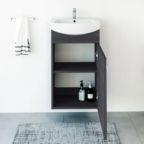 Riva SA44-11 vonios spintelė su praustuvu, Woodflow Ash image 2