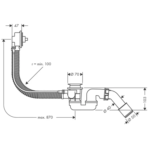 Hansgrohe Flexaplus 58141180 vonios sifonas image 2