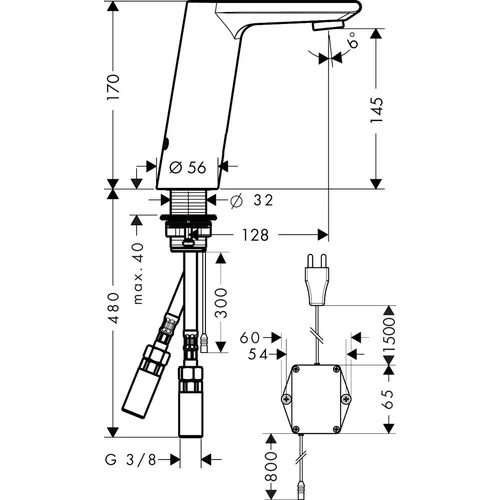 Hansgrohe Metris S 31103000 sensorinis praustuvo maišytuvas image 2