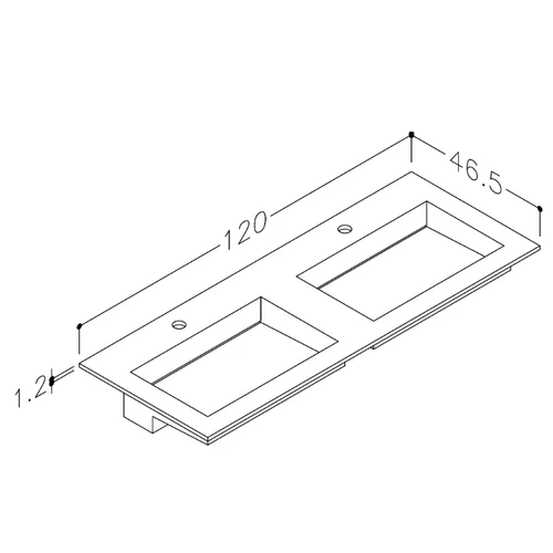 Kame CORIAN CN1202465-D-BS, 120 cm, balta matinė image 2