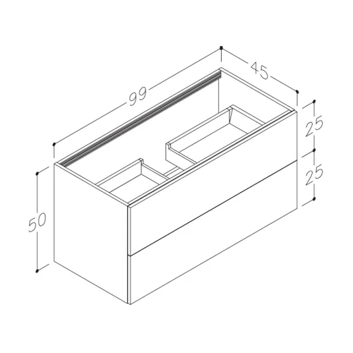 Kame Gama BU/10-3DR/20 Spintelė po praustuvu 100 cm Rudas ąžuolas image 2