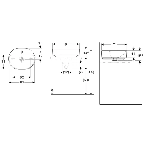 Geberit VARIFORM 500.775.01.2 Pastatomas praustuvas 50x40 cm Baltas image 2