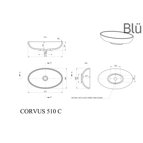 BLU CORVUS 510 praustuvas, akmens masė image 2