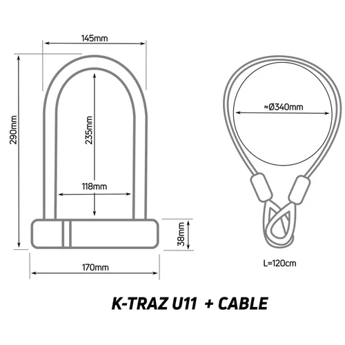 ZEFAL K-TRAZ U11+CABLE dviračio spyna su lynu image 2