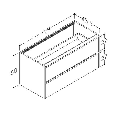 KAME CITY BUC/10-3DR/D02P3 spintelė po stalviršiu 100 cm Balta matinė image 2
